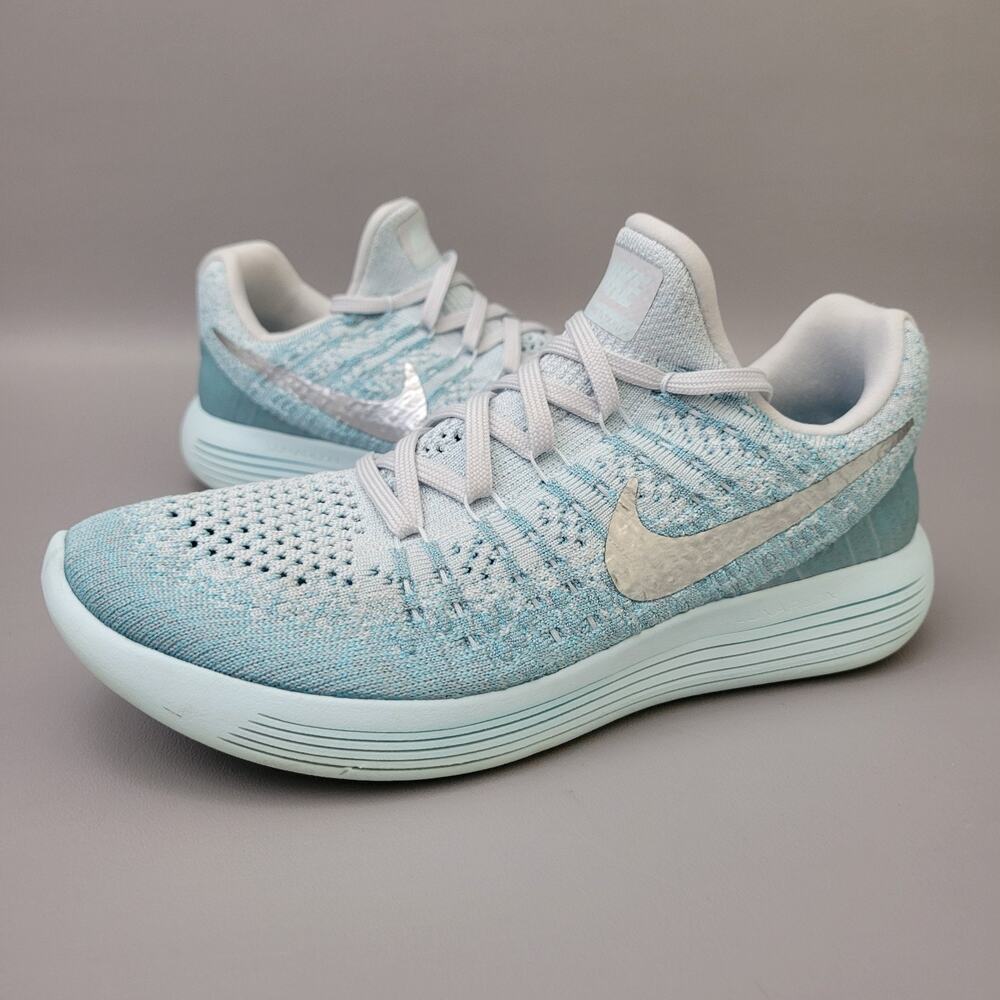 Nike Lunarepic Flyknit 2 Women's Size 7.5 Running Shoes Grey Glacier Blue